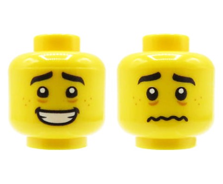 LEGO figurine head - man, open smile / scared