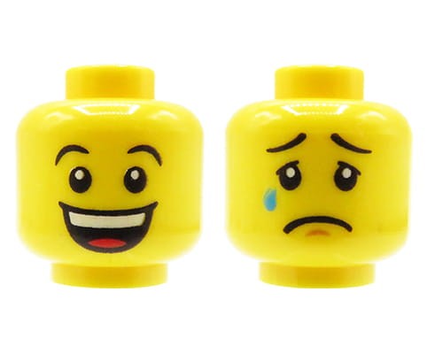 Accéder au produit Tête de figurine LEGO - homme, sourire ouvert / triste, pleurer