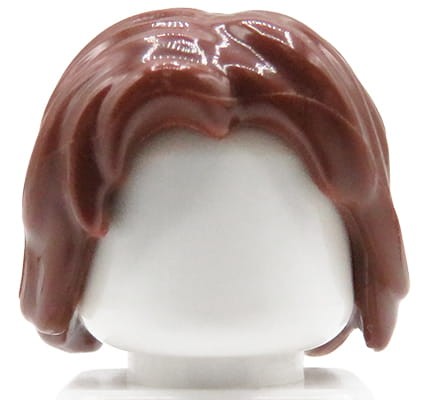 LEGO figurine hair - reddish brown, mid-length