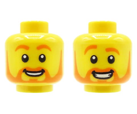 Accéder au produit Tête de figurine LEGO - homme, barbe rousse/orange, sourire