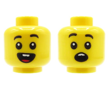 LEGO figurine head - child / boy , smile / surprised