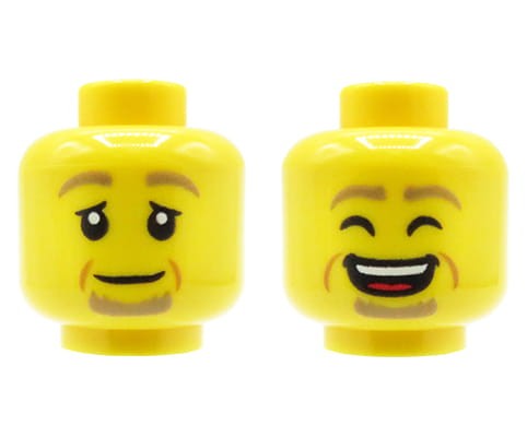 Go to product LEGO minifigure head - man, goatee, neutral face / laughing