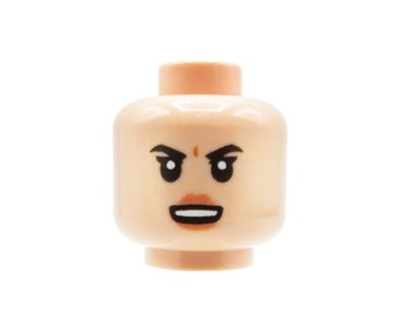 LEGO figurine head - woman, light nougat, angry