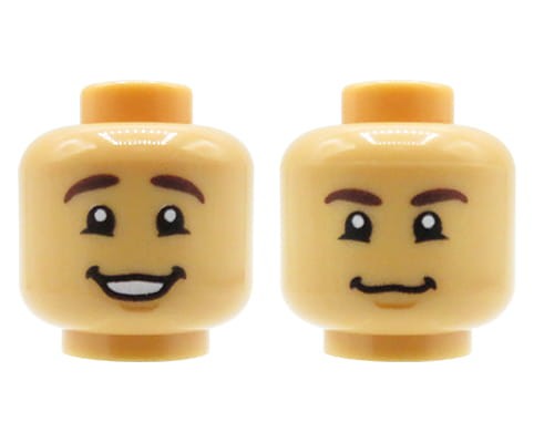 Accéder au produit Tête de figurine LEGO - homme, bronzage moyen, sourire
