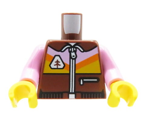 Accéder au produit Torse de figurine LEGO - veste avec fermeture éclair, marron et rose
