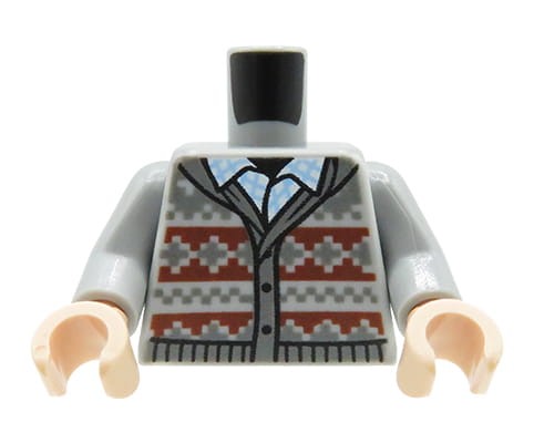 Accéder au produit Torse de figurine LEGO - pull cardigan avec capuche, chemise à col