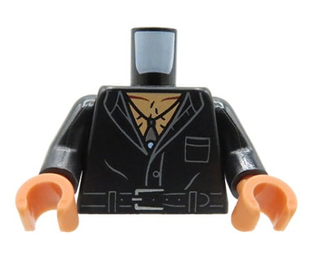 LEGO minifigure torso - leather jacket, bare chest