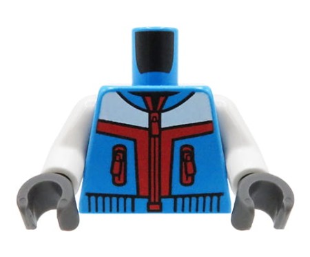 LEGO figurine torso - blue winter jacket, gray gloves