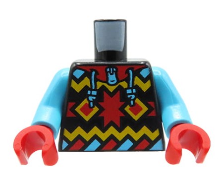 LEGO figurine torso - colorful hoodie / jacket, red gloves