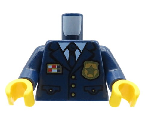 Go to product LEGO minifigure torso - police suit with badge, shirt, tie