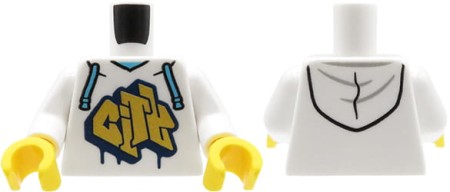 LEGO tors figurki - bluza z kapturem, biała ze złotym nadrukiem