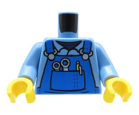 Go to product LEGO minifigure torso - mechanic / blue shirt and overalls