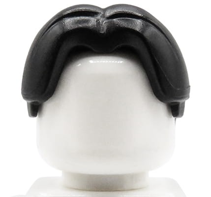 LEGO minifigure hair - male, black, parted in center