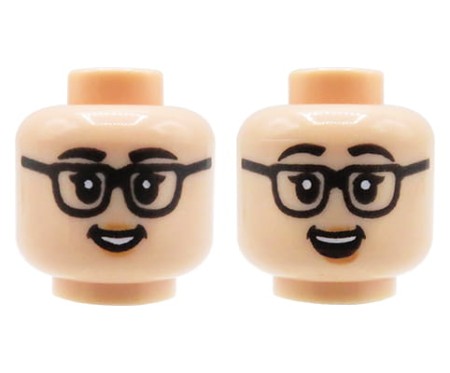 LEGO minifigure head - female, medium tan, glasses