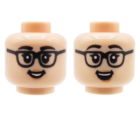 Accéder au produit Tête de figurine LEGO - femme, bronzage moyen, lunettes