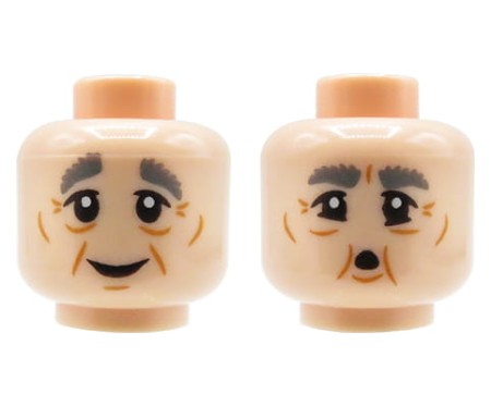 LEGO minifigure head - male, light nougat, wrinkles