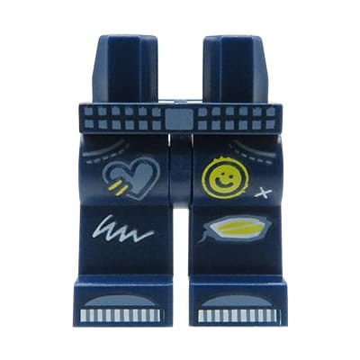 Go to product LEGO minifigure legs - dark blue jeans / denim pants with patches
