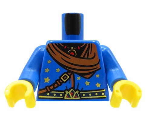 Accéder au produit Torse de figurine LEGO - robe décorée, écharpe, sac au dos