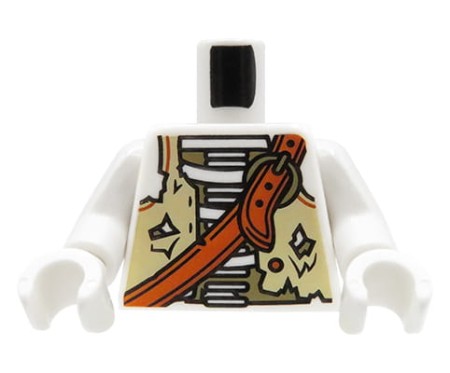 LEGO tors figurki - pirat, porwana kamizelka, torba na plecach, rękawiczki