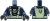 LEGO figure torso - police officer / dark blue uniform, bright green harness