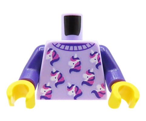 Go to product LEGO minifigure torso - purple sweater with unicorns