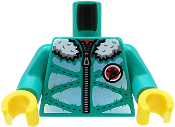 Go to product LEGO minifigure torso - turquoise jacket, hood with fur