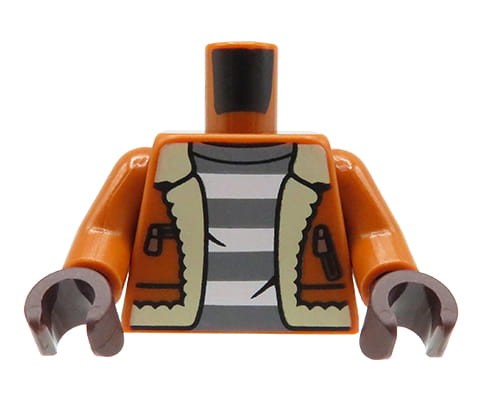 Accéder au produit Torse de figurine LEGO - veste avec fourrure, gants, chemisier rayé