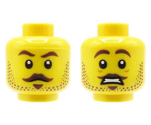 Go to product LEGO minifigure head - man, moustache and beard stubble