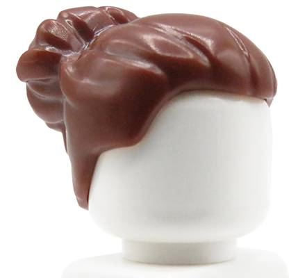 LEGO figure hair - woman, reddish brown, large high bun