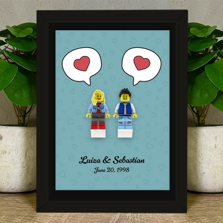 Personalized LEGO® Minifigures – Couple in Comic Frame – personalized gift for Valentine’s Day and anniversary