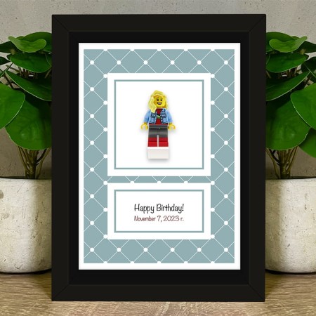 Personalized LEGO® Minifigure in Pastel Frame – personalized gift for him, for her, and for LEGO fan