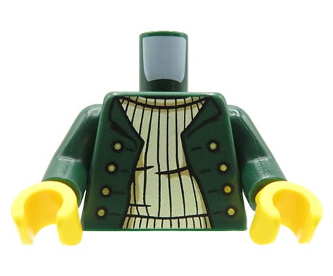 Go to product LEGO minifigure torso - dark green jacket, beige sweater