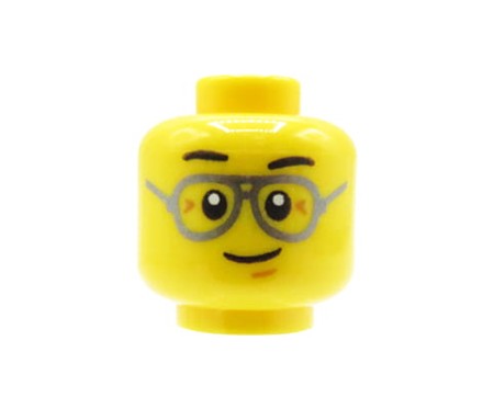 LEGO minifig head - male, glasses, smile.