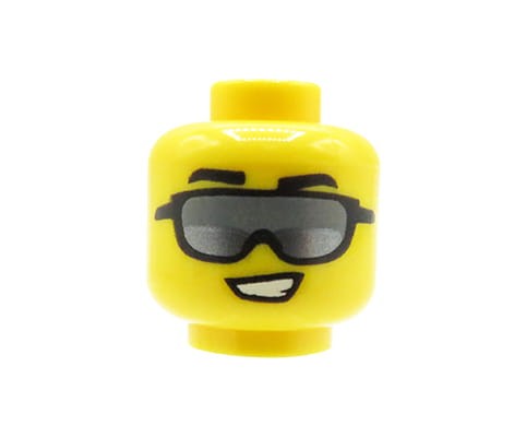 Accéder au produit Tête de figurine LEGO - homme, lunettes de soleil, sourire