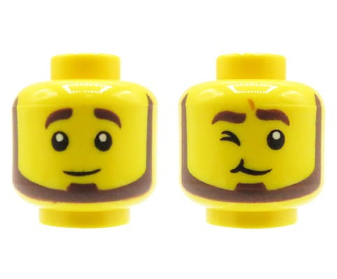 Accéder au produit Tête de figurine LEGO - homme, barbe brun foncé, double face