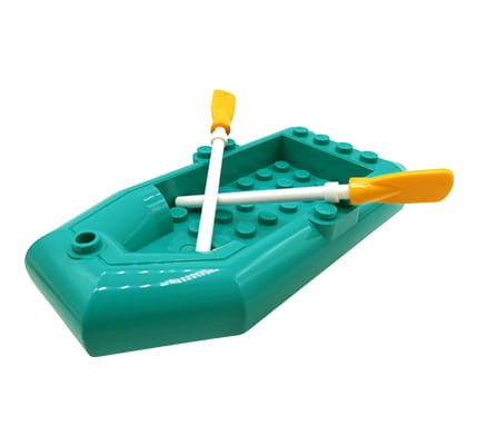 Łódka / ponton z wiosłami - z części LEGO, turkusowy