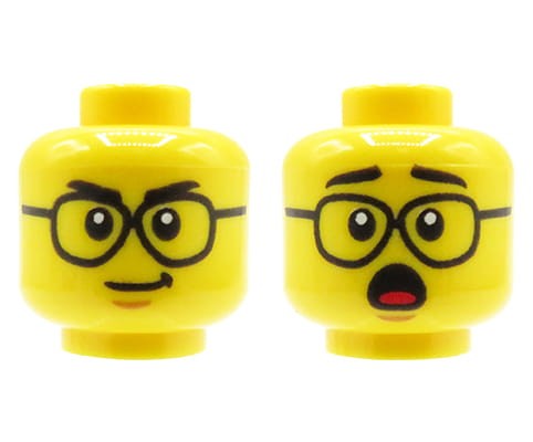 Go to product LEGO minifigure head - man, glasses, smirk / shocked