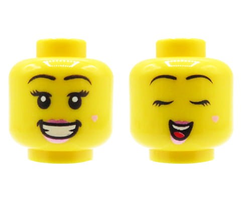 Accéder au produit Tête de figurine LEGO - femme, sourire ouvert, double face
