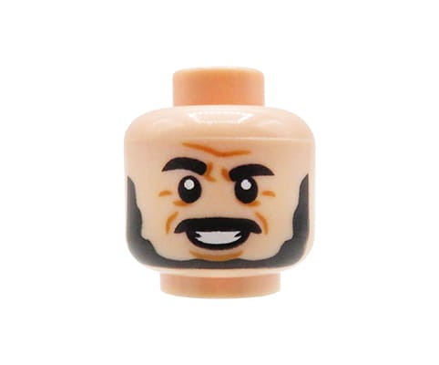 Accéder au produit Tête de figurine LEGO - homme, nougat clair, barbe noire, sourire
