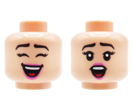LEGO figure head - woman, light nougat, dual sided (open smile / surprised)