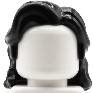 LEGO minifigure hair - male, black, long, wavy
