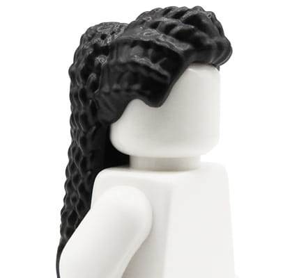 LEGO minifigure hair - female, black, long, ponytail