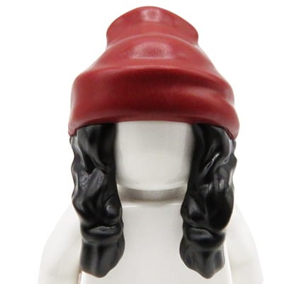 LEGO włosy figurki - czarne, długie, czapka beanie