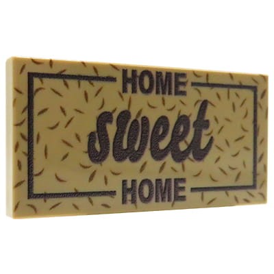 Custom LEGO piece - Doormat – custom printed on 2x4, dark tan LEGO® tile by Extra Extra Bricks