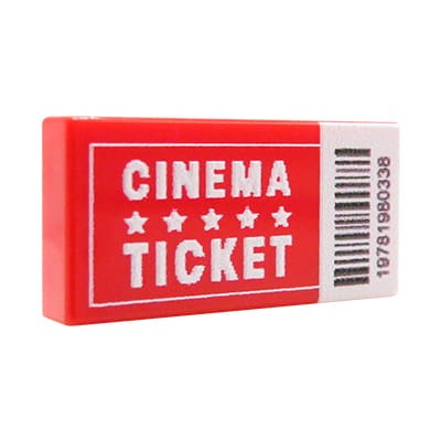 Custom LEGO part - Movie Ticket – custom printed on 1x2 LEGO® tile by Extra Extra Bricks