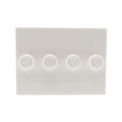 A white LEGO® plate in 3x4 size - classic base for LEGO® minifigures