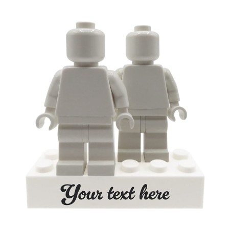 Biały klocek LEGO 2x6 z własnym personalizowanym napisem - podstawka pod ludziki LEGO