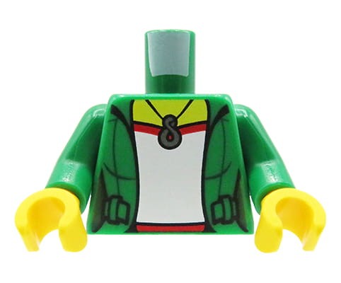 Go to product LEGO minifigure torso - green jacket, white shirt, necklace