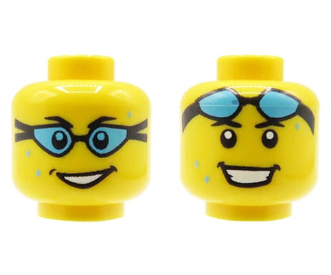 Accéder au produit Tête de figurine LEGO - homme, lunettes de natation, sourire