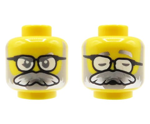 Accéder au produit Tête de figurine LEGO - homme, barbe et moustache grises, lunettes
